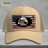 American Flag Eagle Novelty License Plate Hat Mesh / Khaki