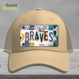 Braves Strip Art Novelty License Plate Hat Tag Mesh / Khaki