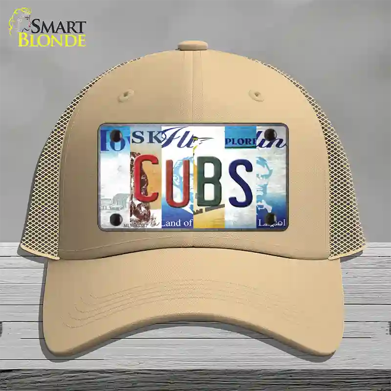 Cubs Strip Art Novelty License Plate Hat Tag Mesh / Khaki