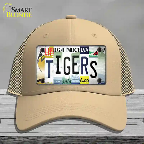 Tigers Strip Art Novelty License Plate Hat Tag Mesh / Khaki