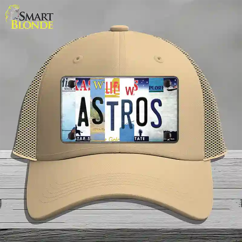 Astros Strip Art Novelty License Plate Hat Tag Mesh / Khaki