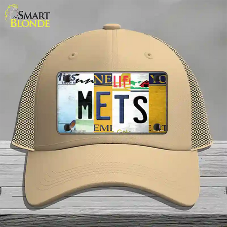 Mets Strip Art Novelty License Plate Hat Tag Mesh / Khaki