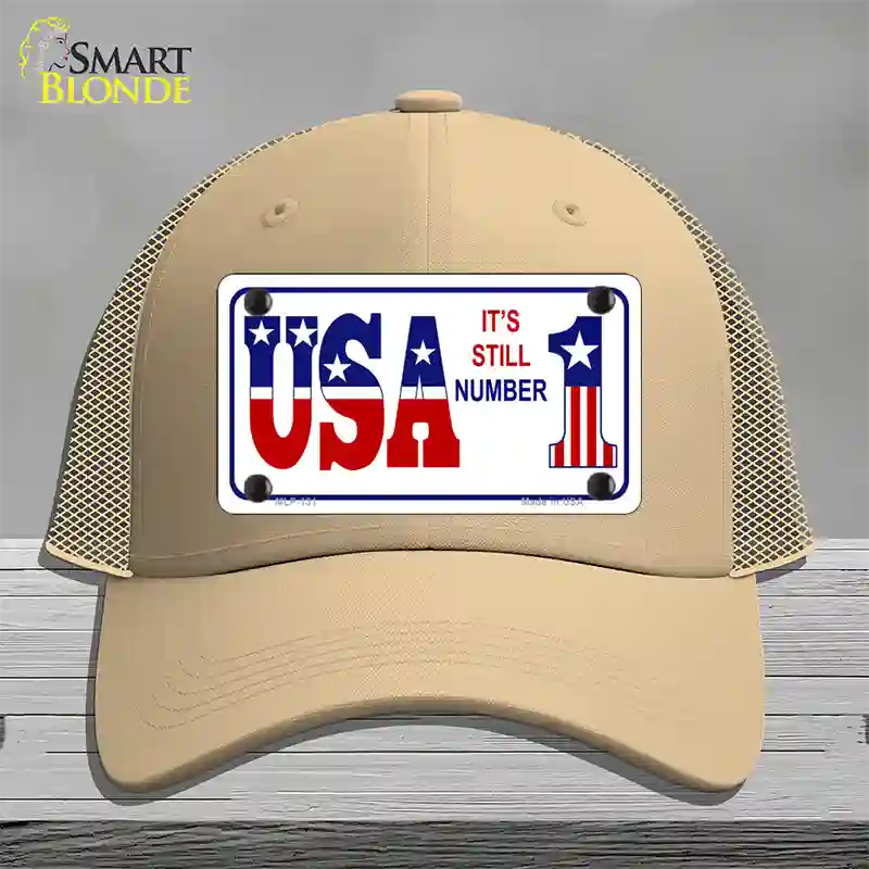 USA Still 1 Novelty License Plate Hat Mesh / Khaki