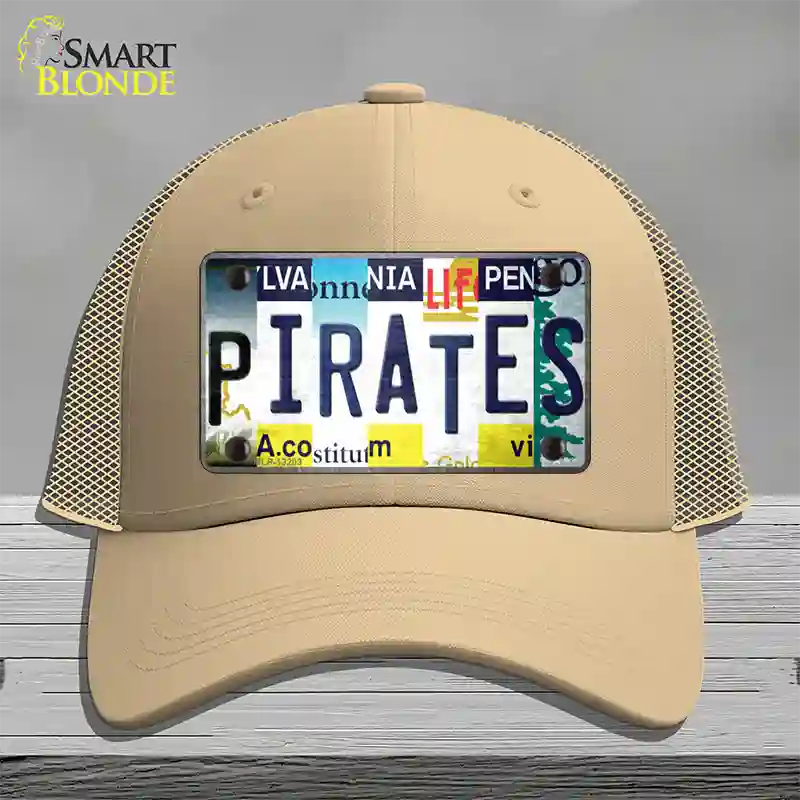 Pirates Strip Art Novelty License Plate Hat Tag Mesh / Khaki