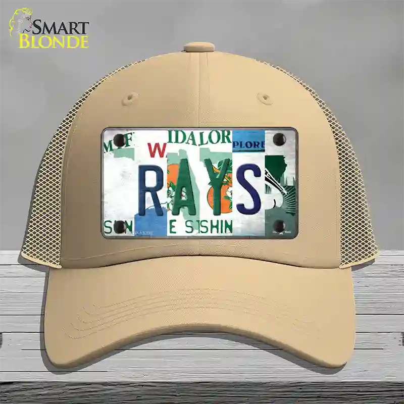 Rays Strip Art Novelty License Plate Hat Tag Mesh / Khaki