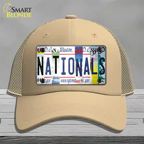 Nationals Strip Art Novelty License Plate Hat Tag Mesh / Khaki