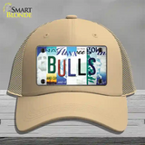 Bulls Strip Art Novelty License Plate Hat Tag Mesh / Khaki