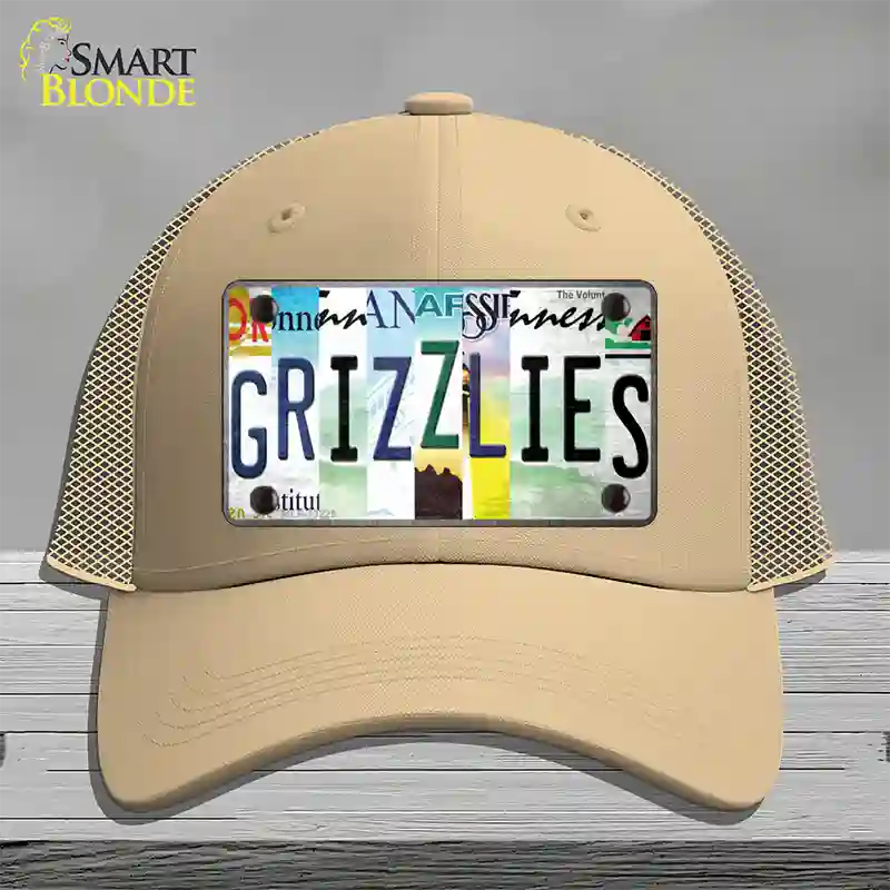 Grizzlies Strip Art Novelty License Plate Hat Tag Mesh / Khaki