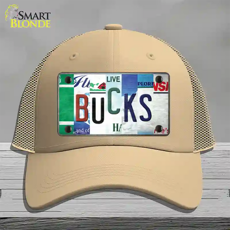 Bucks Strip Art Novelty License Plate Hat Tag Mesh / Khaki