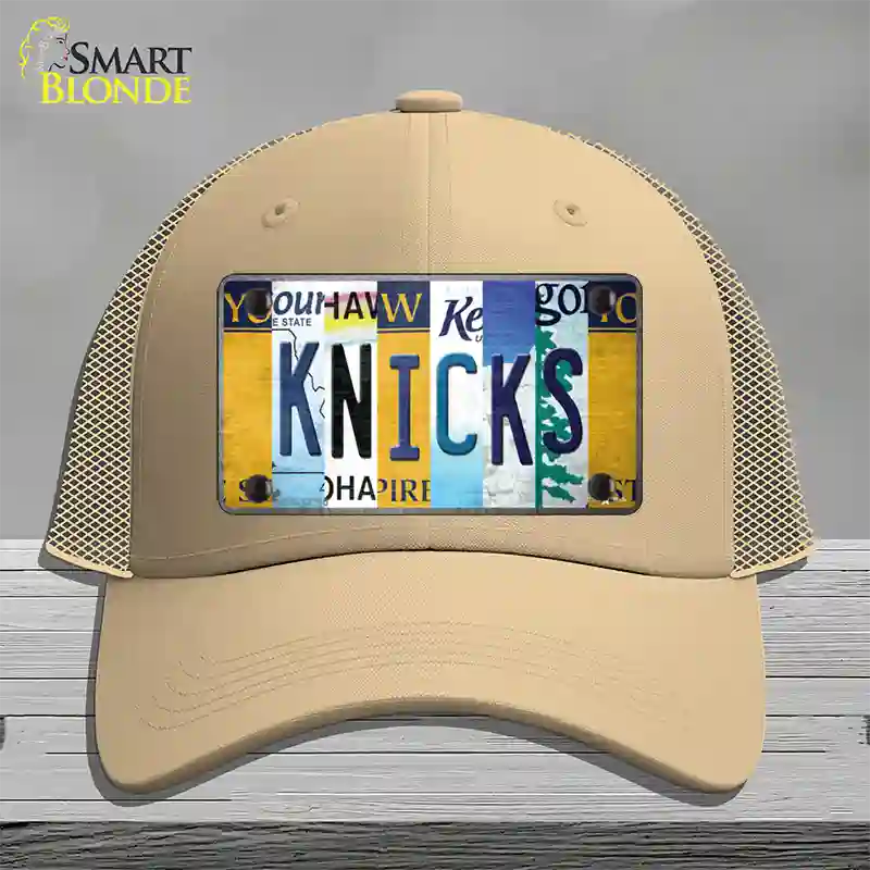 Knicks Strip Art Novelty License Plate Hat Tag Mesh / Khaki