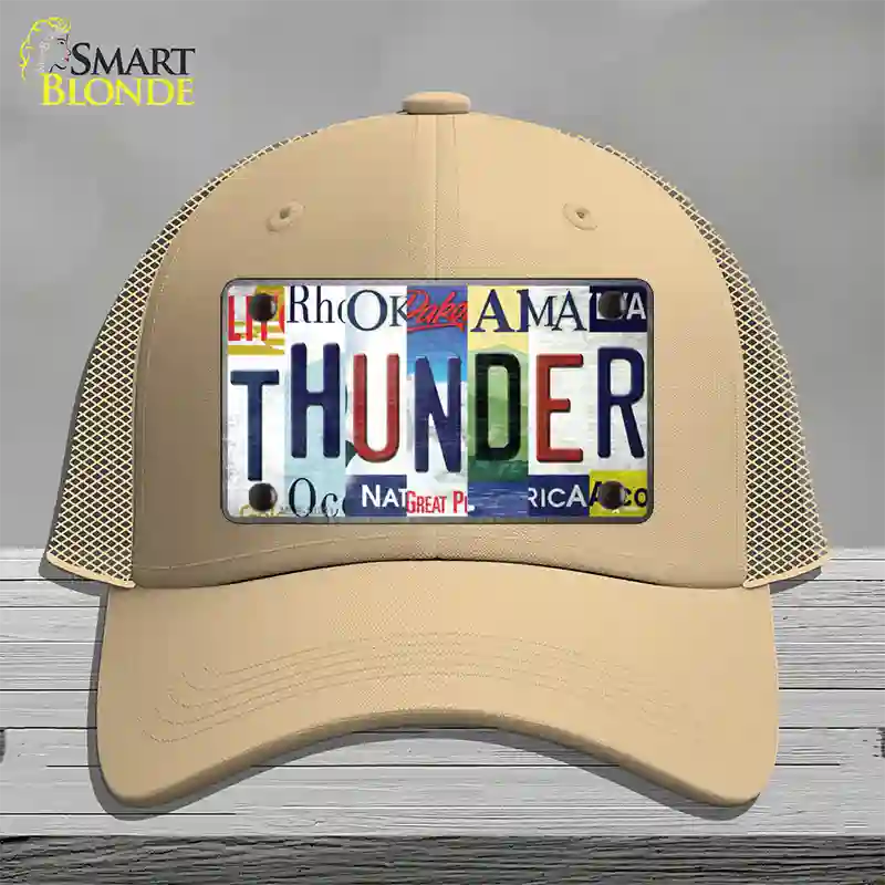 Thunder Strip Art Novelty License Plate Hat Tag Mesh / Khaki