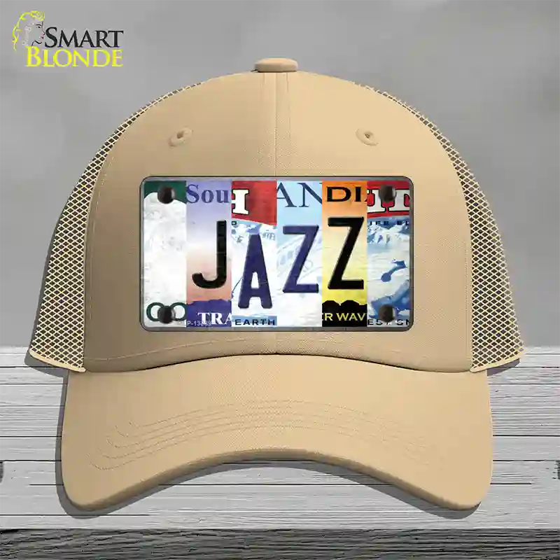 Jazz Strip Art Novelty License Plate Hat Tag Mesh / Khaki