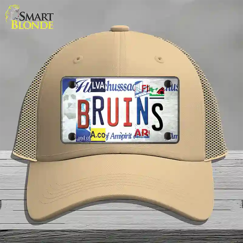 Bruins Strip Art Novelty License Plate Hat Tag Mesh / Khaki