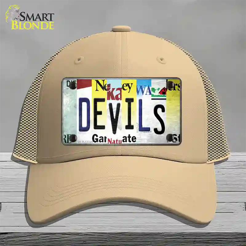 Devils Strip Art Novelty License Plate Hat Tag Mesh / Khaki