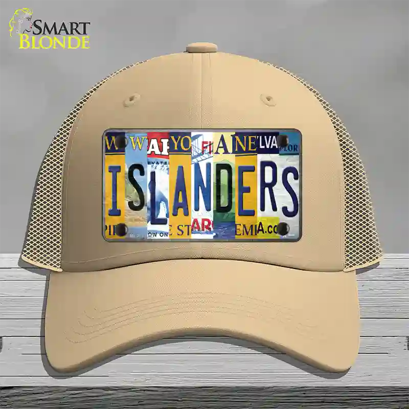 Islanders Strip Art Novelty License Plate Hat Tag Mesh / Khaki