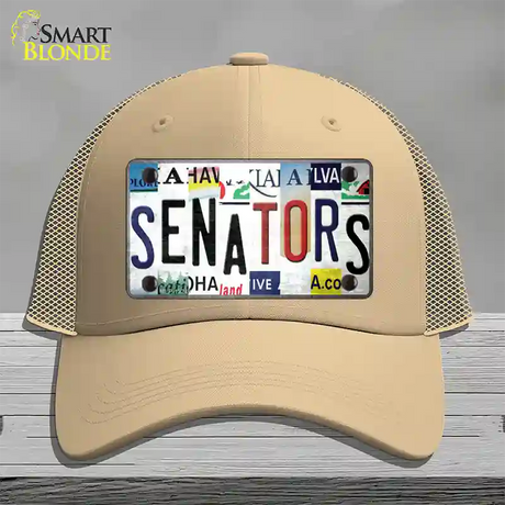 Senators Strip Art Novelty License Plate Hat Tag Mesh / Khaki