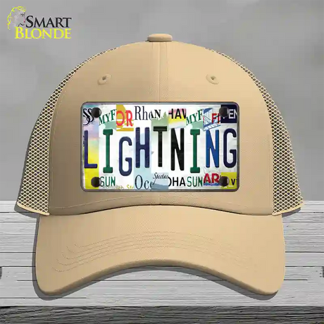 Lightning Strip Art Novelty License Plate Hat Tag Mesh / Khaki