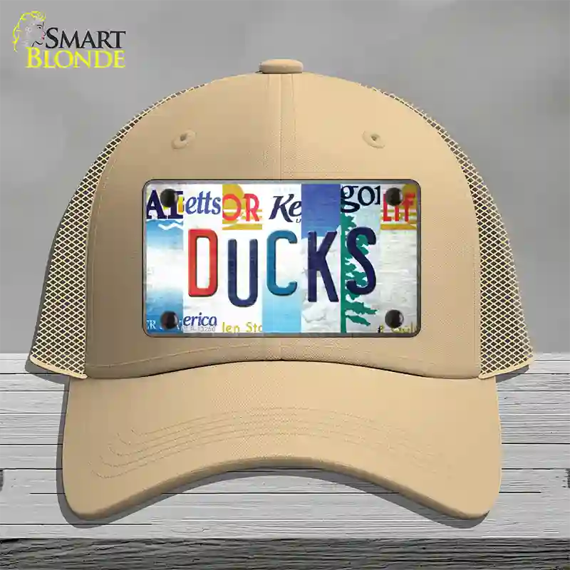 Ducks Strip Art Novelty License Plate Hat Tag Mesh / Khaki