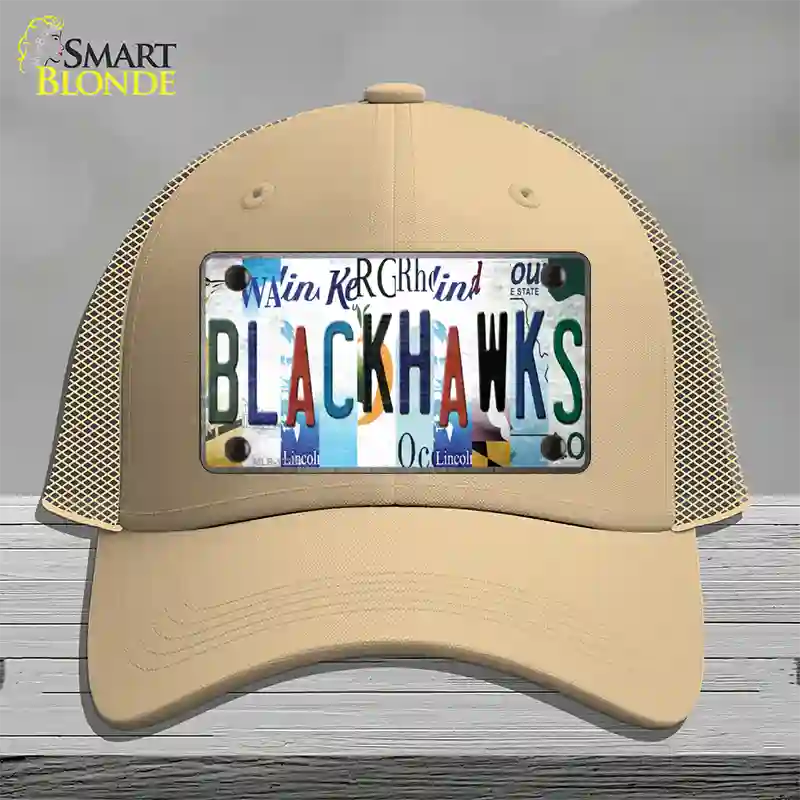 Blackhawks Strip Art Novelty License Plate Hat Tag Mesh / Khaki