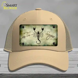 Scorpio Zodiac Novelty License Plate Hat Mesh / Khaki