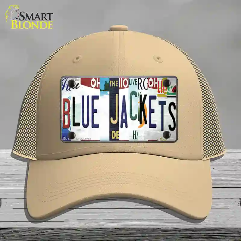 Blue Jackets Strip Art Novelty License Plate Hat Tag Mesh / Khaki