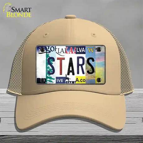 Stars Strip Art Novelty License Plate Hat Tag Mesh / Khaki