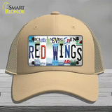 Red Wings Strip Art Novelty License Plate Hat Tag Mesh / Khaki