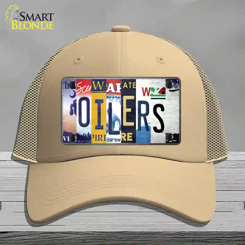 Oilers Strip Art Novelty License Plate Hat Tag Mesh / Khaki