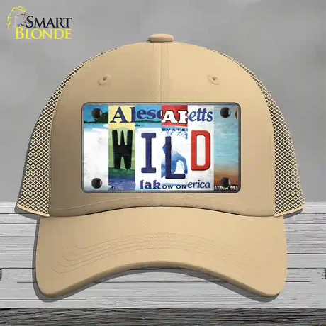 Wild Strip Art Novelty License Plate Hat Tag Mesh / Khaki