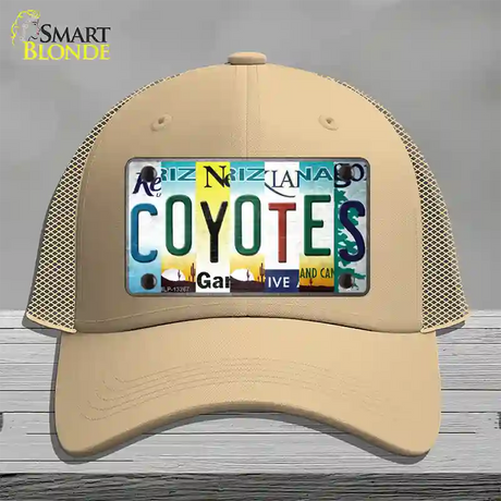 Coyotes Strip Art Novelty License Plate Hat Tag Mesh / Khaki