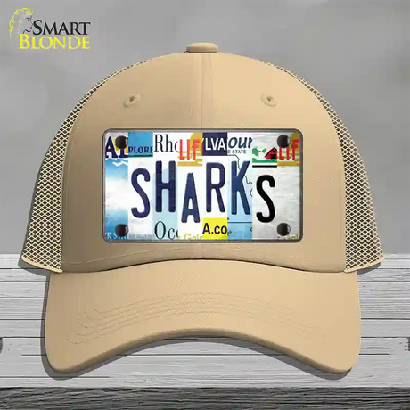 Sharks Strip Art Novelty License Plate Hat Tag Mesh / Khaki