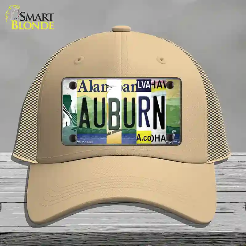 Auburn Strip Art Novelty License Plate Hat Tag Mesh / Khaki