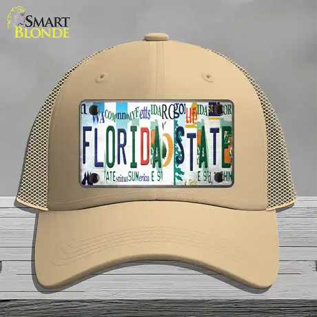 Florida State Strip Art Novelty License Plate Hat Tag Mesh / Khaki