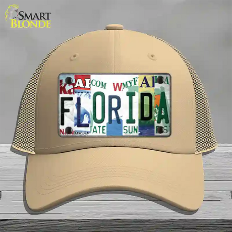 Florida Strip Art Novelty License Plate Hat Tag Mesh / Khaki