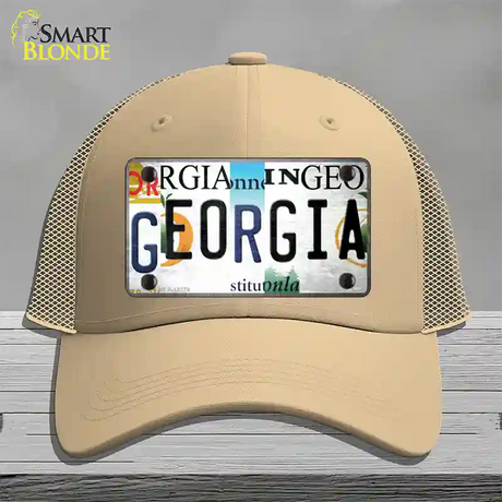 Georgia Strip Art Novelty License Plate Hat Tag Mesh / Khaki