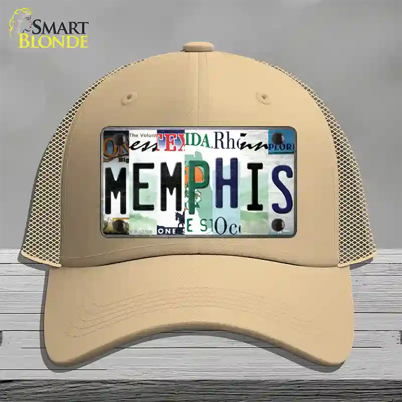 Memphis Strip Art Novelty License Plate Hat Tag Mesh / Khaki