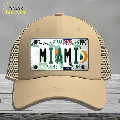 Miami Strip Art Novelty License Plate Hat Tag Mesh / Khaki