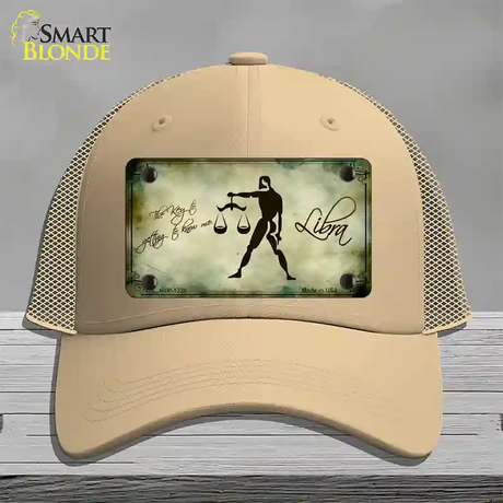 Libra Zodiac Novelty License Plate Hat Mesh / Khaki