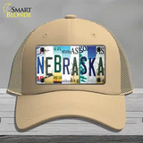 Nebraska Strip Art Novelty License Plate Hat Tag Mesh / Khaki