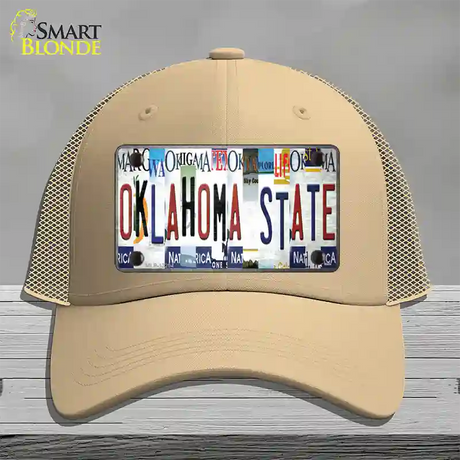 Oklahoma State Strip Art Novelty License Plate Hat Tag Mesh / Khaki