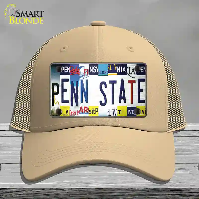 Penn State Strip Art Novelty License Plate Hat Tag Mesh / Khaki