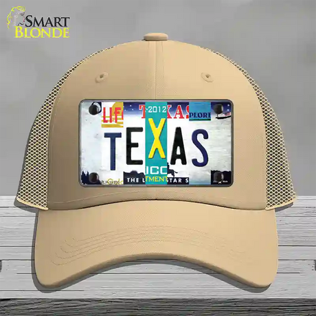 Texas Strip Art Novelty License Plate Hat Tag Mesh / Khaki