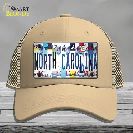 North Carolina Strip Art Novelty License Plate Hat Tag Mesh / Khaki