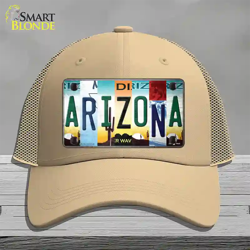 Arizona Strip Art Novelty License Plate Hat Tag Mesh / Khaki