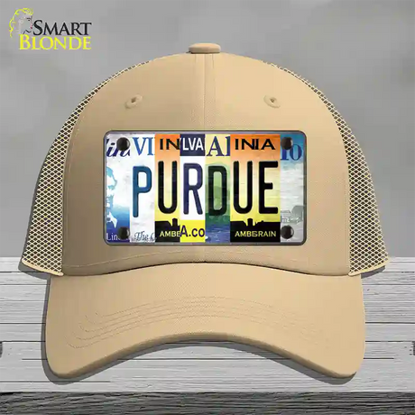 Purdue Strip Art Novelty License Plate Hat Tag Mesh / Khaki