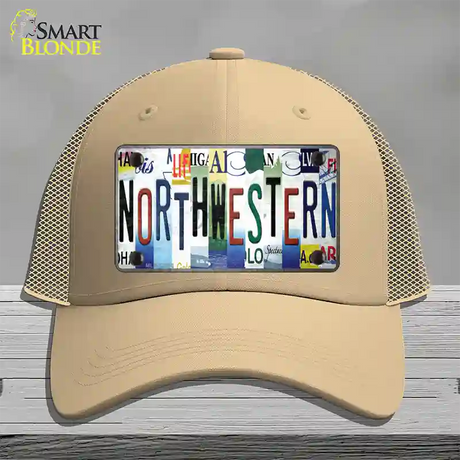 Northwestern Strip Art Novelty License Plate Hat Tag Mesh / Khaki