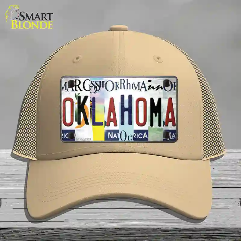 Oklahoma Strip Art Novelty License Plate Hat Tag Mesh / Khaki