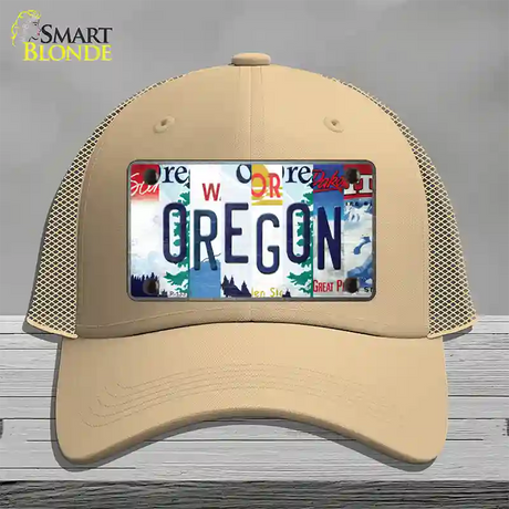 Oregon Strip Art Novelty License Plate Hat Tag Mesh / Khaki