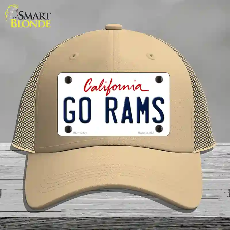 Go Rams Novelty License Plate Hat Tag Mesh / Khaki