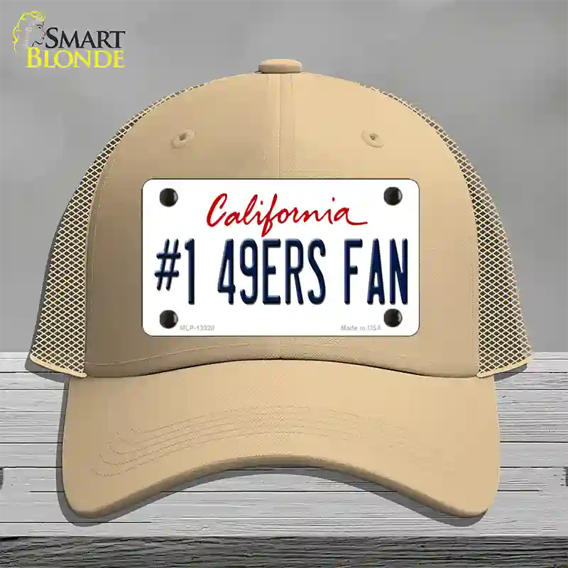 Number 1 49ers Fan Novelty License Plate Hat Tag Mesh / Khaki